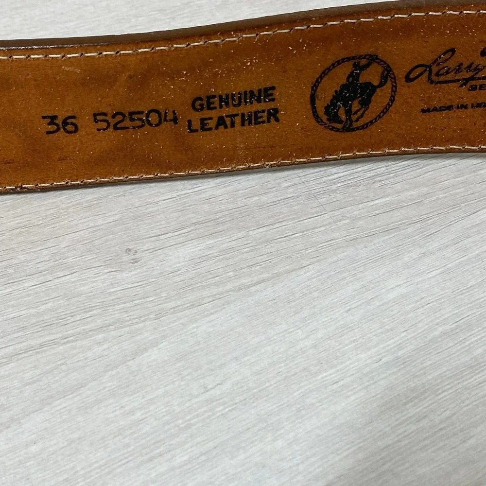 Larry Mahan Men Tan Leather Tooled Western Belt 36 Vintage Cowboy Country USA